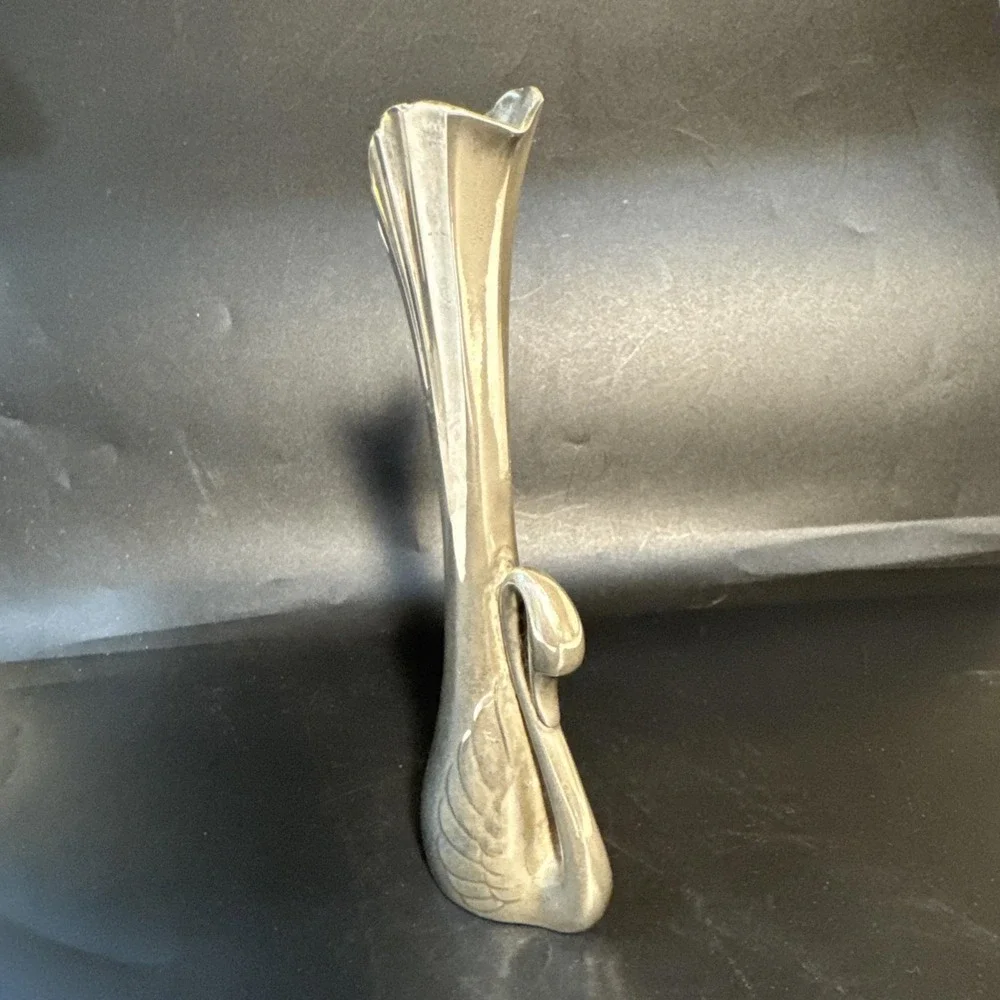 Vintage Silver‎ Plated Swan Bud Vase Art Deco Design Weighted Bottom 7